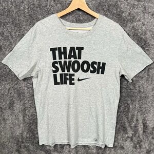 Nike Shirt Men Large Gray Dri Fit Short Sleeve Crew Neck Spell Out Graphic